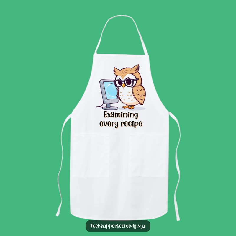 Funny Owl Glasses Apron - Smart Computer Focus Kitchen Gift!