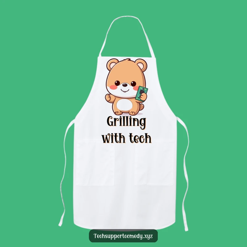 Funny Bear Motherboard Apron - Cook Up Some Code, Hilarious Gift!