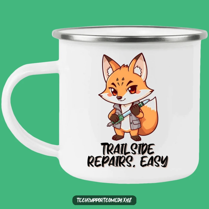 Funny Fox Mechanic Camping Mug: Durable Outdoor Gear and Hilarious Gift