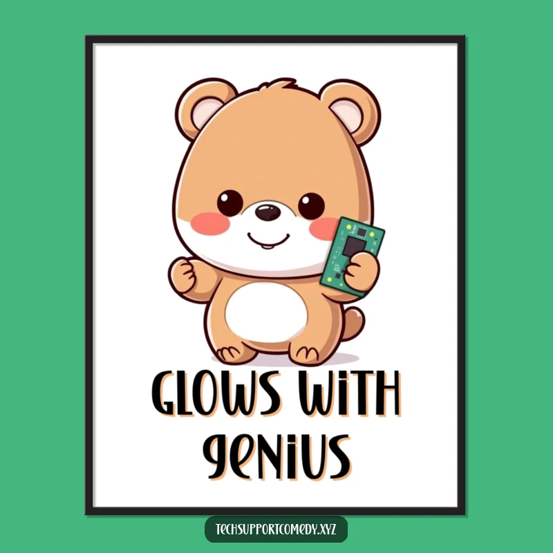 Funny Bear Motherboard Digital Art - Instant Tech Decor!