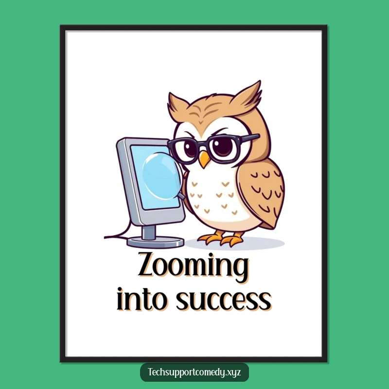 Funny Owl Glasses Digital Art - Focused Computer Study Download Gift!