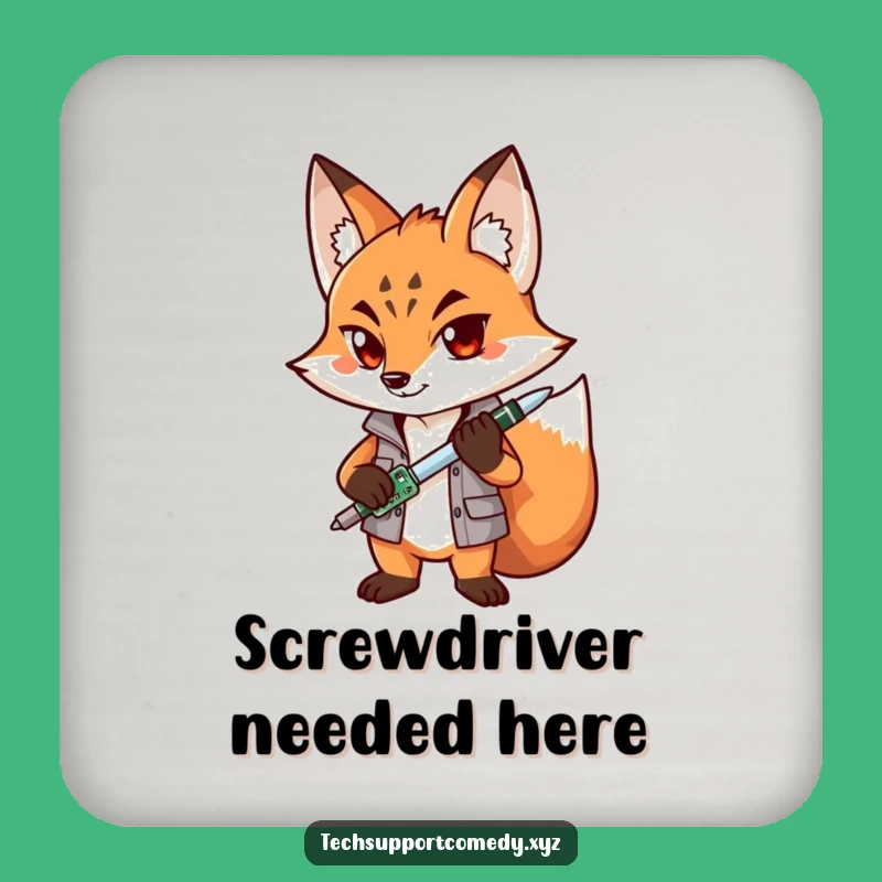 Funny Fox Mechanic Coaster Set: Determined Drink Protection, Hilarious Gift