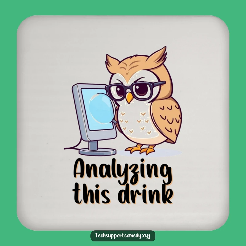 Funny Owl Glasses Coaster - Smart Computer Focus Drink Protector Gift!
