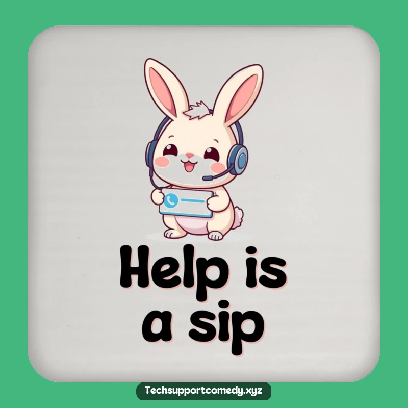 Funny Rabbit Support Coaster - Cheerful Service Icon Drink Protector Gift!
