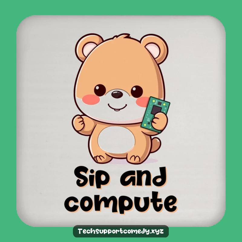 Funny Bear Motherboard Coasters - Protect Surfaces with Tech!