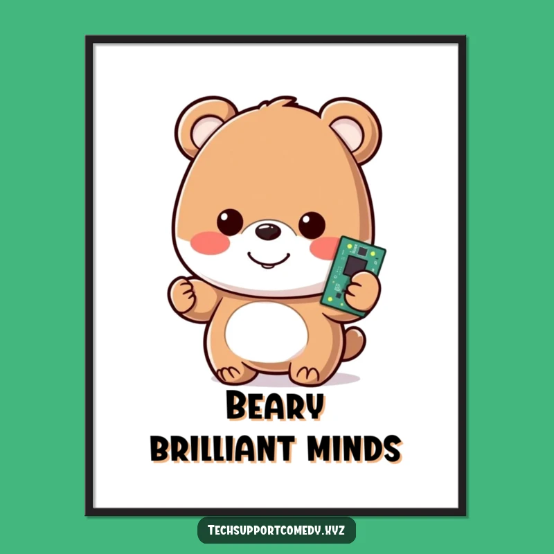 Funny Bear Motherboard Poster - Geeky Wall Art, Funny Gift!