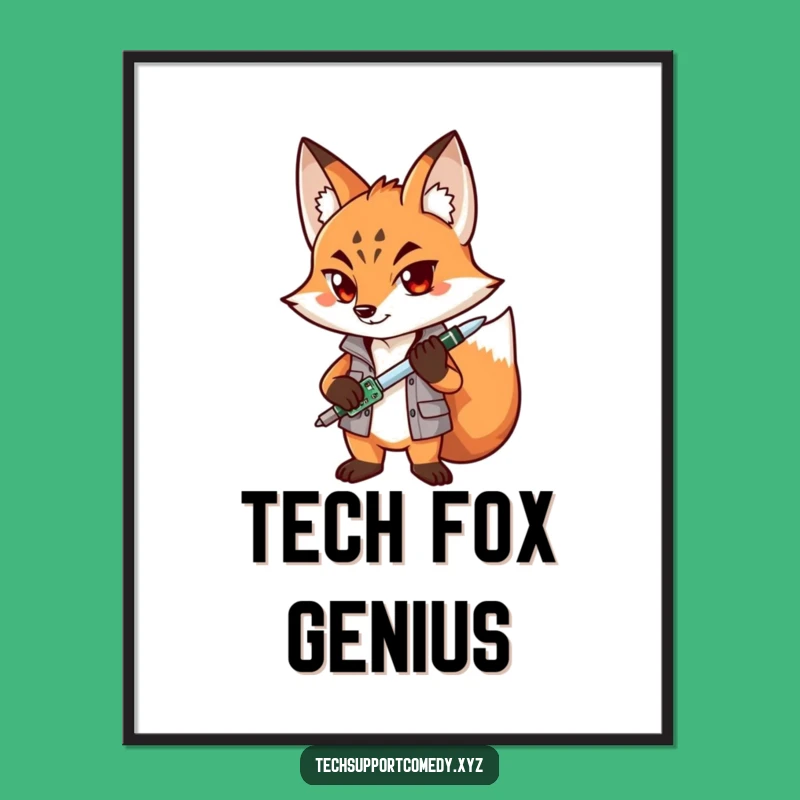 Funny Fox Fixer Poster: Determined Character Art, Perfect Humorous Wall Decor Gift