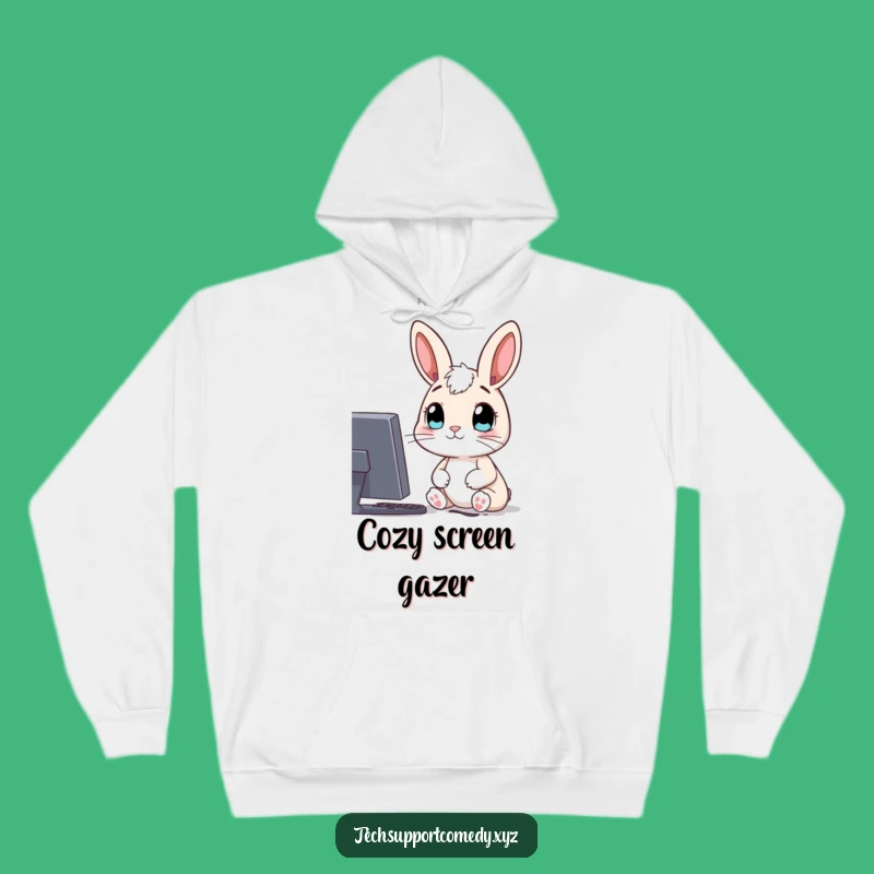 Cozy Funny Rabbit Computer Hoodie - Curious Comfort Gift!