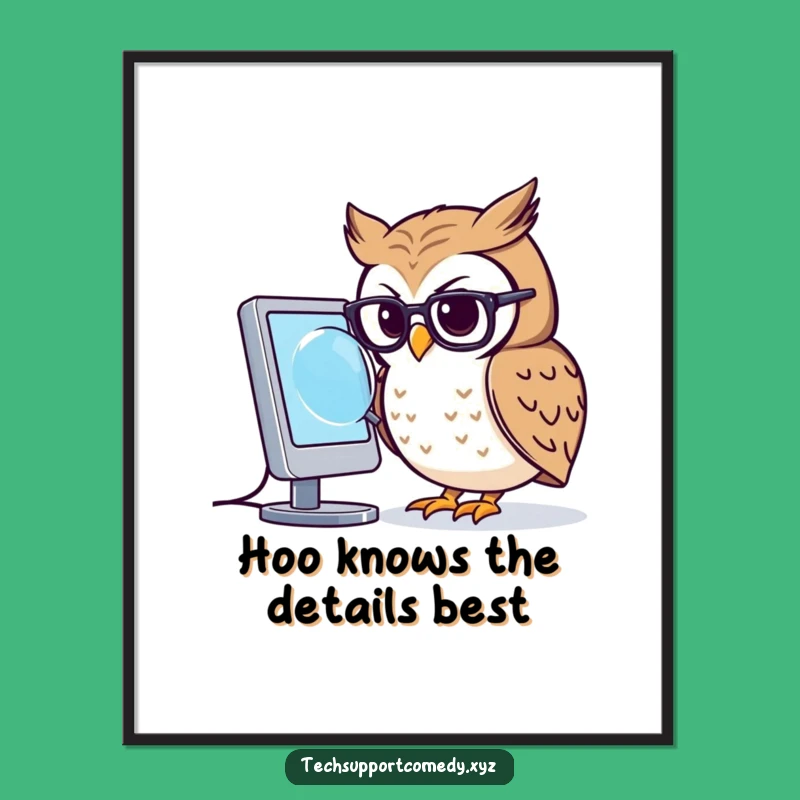 Free Printable Wall Art: Funny Owl Glasses Computer Magnifying Downloadable Gift